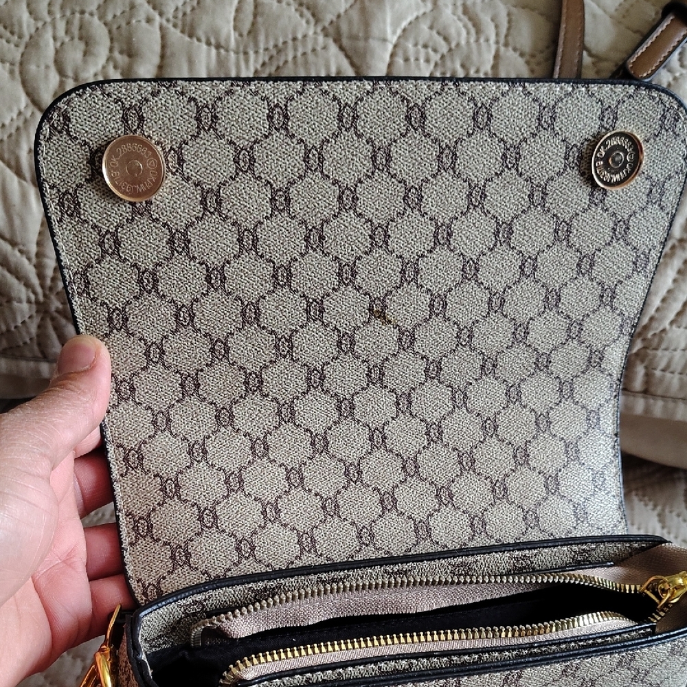 Chic Brown Patterned Shoulder Bag - image 7